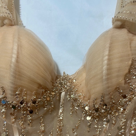 Cinderella Gold Sequin Embellished Prom Gown - Picture 11 of 13